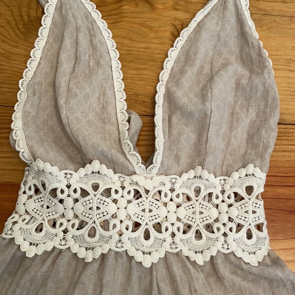 Tan Backless Romper - Picture 2 of 4